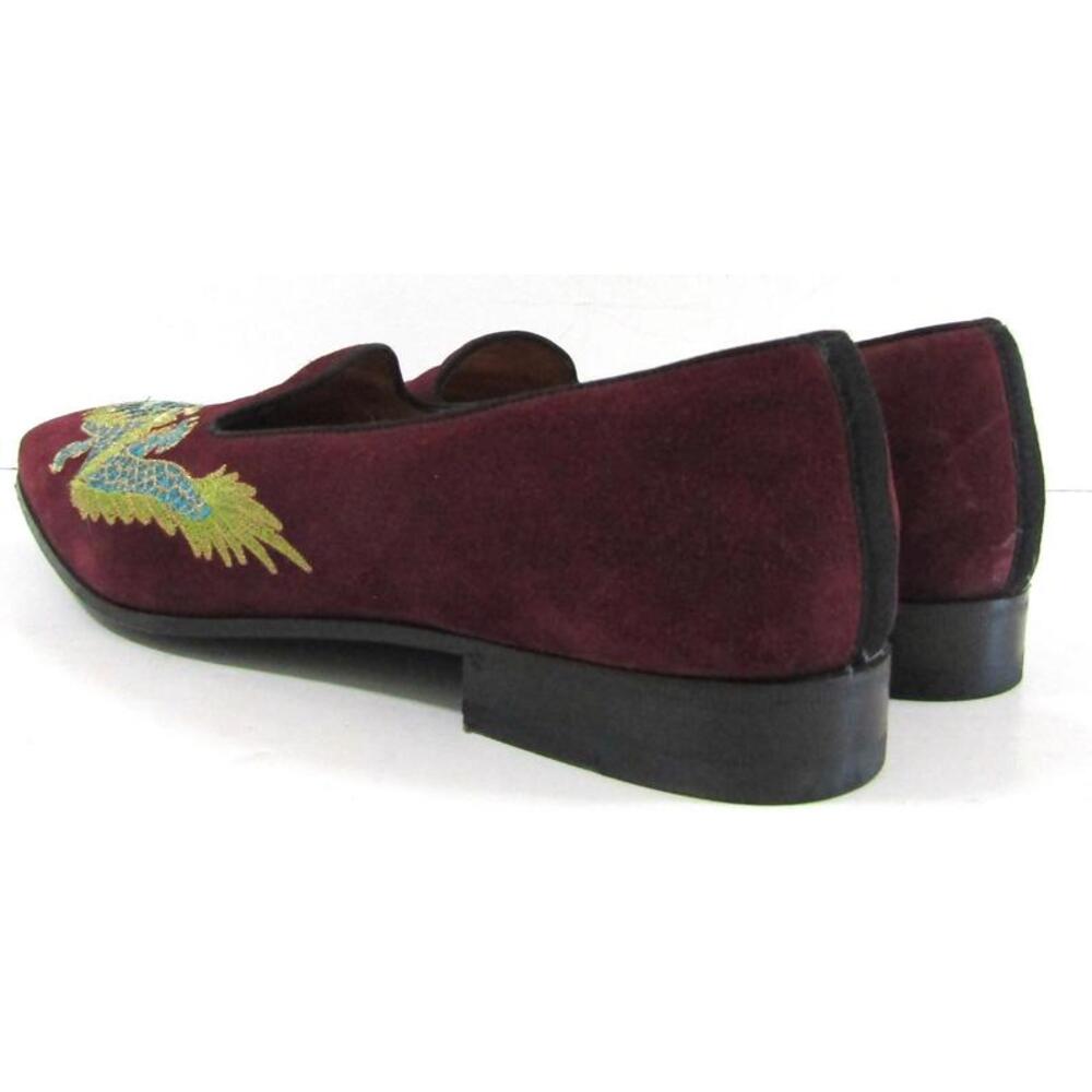 Gucci Dragon Embroidered Wine Colored Suede Loafers Shoes Size 9 - Picture 7 of 12